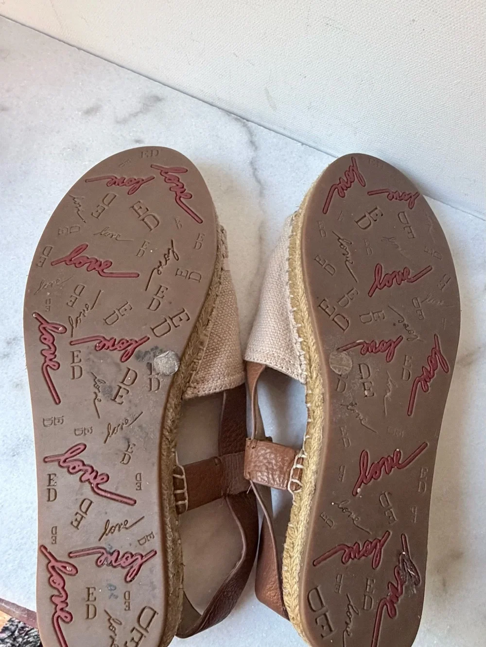 Women’s Beige Espadrille Slingback Sandal LOVE on top